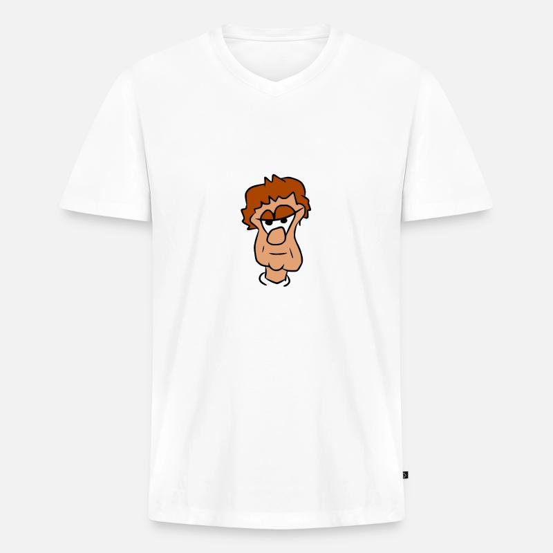 Comic Kopf Farbe - Männer Premium Bio T-Shirt mit V-Ausschnitt - Weiß