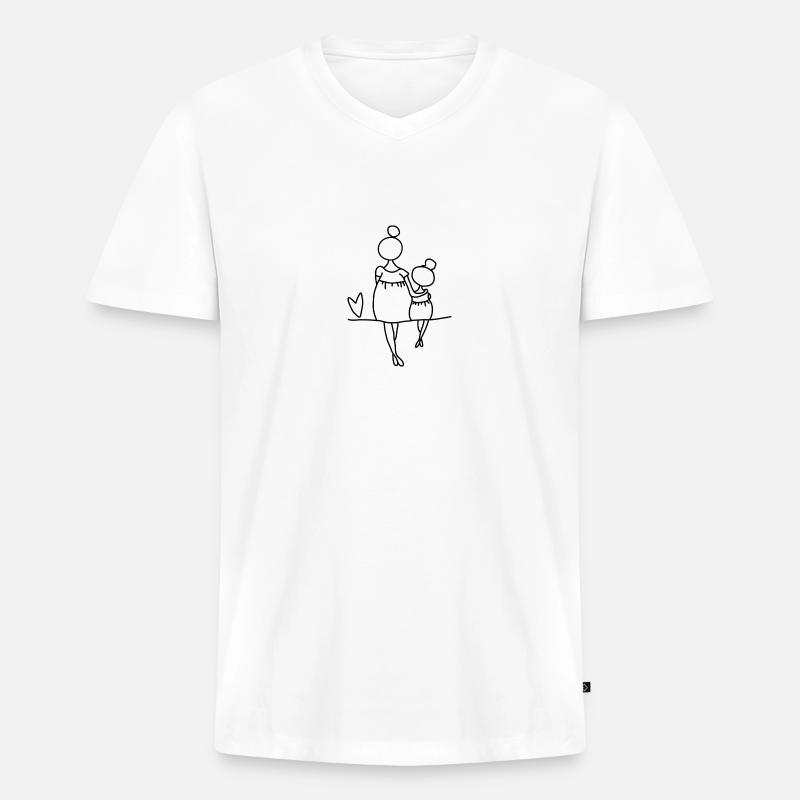 Mutter Tochter Liebe - Männer Premium Bio T-Shirt mit V-Ausschnitt - Weiß