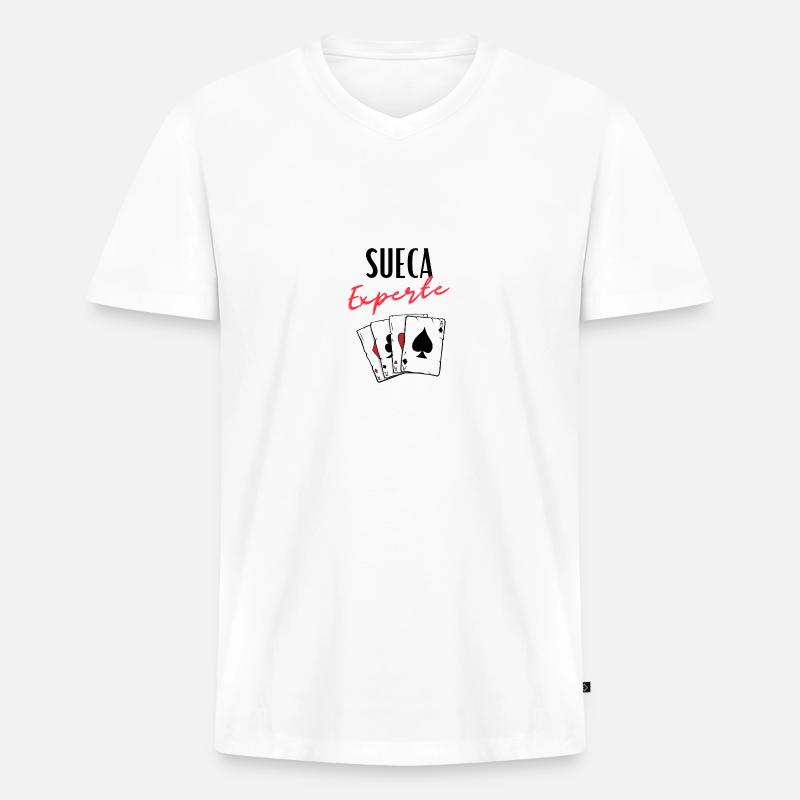 Sueca Experte - Männer Premium Bio T-Shirt mit V-Ausschnitt - Weiß