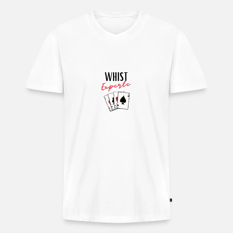 Whist Experte - Männer Premium Bio T-Shirt mit V-Ausschnitt - Weiß