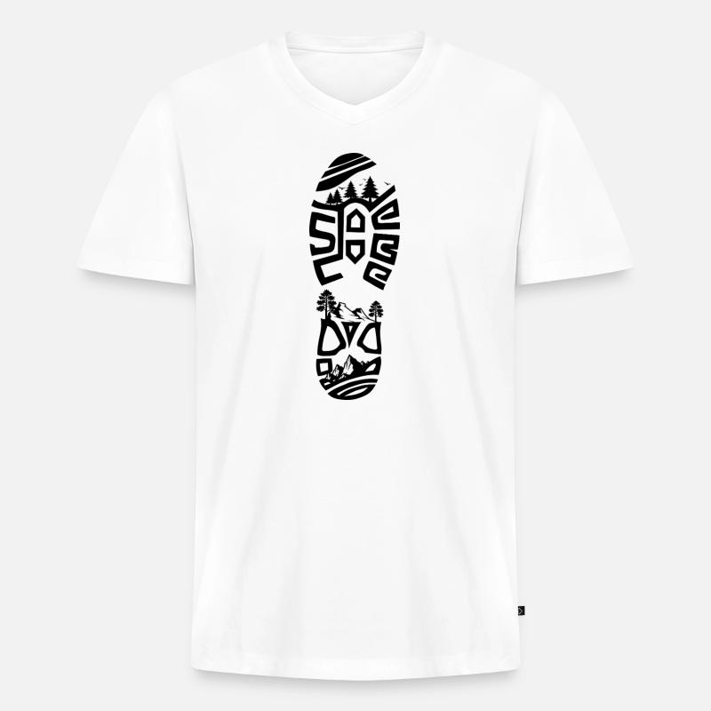 Wanderschuhe Outdoor Abenteuer - Männer Premium Bio T-Shirt mit V-Ausschnitt - Weiß