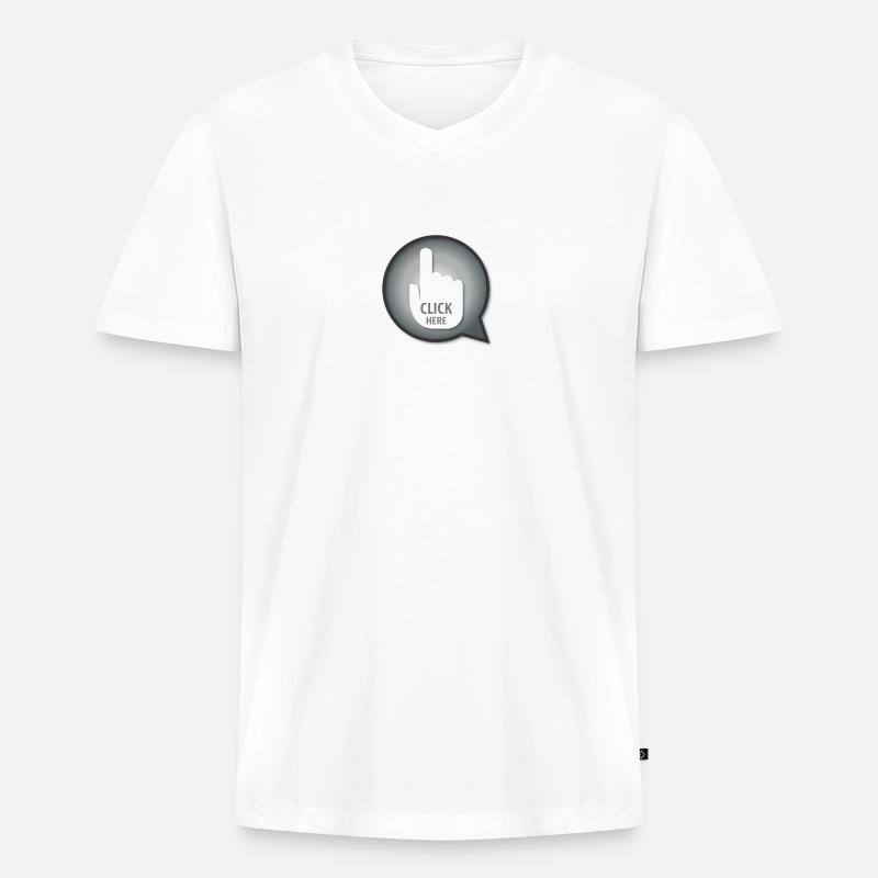 CLICK HERE - Männer Premium Bio T-Shirt mit V-Ausschnitt - Weiß