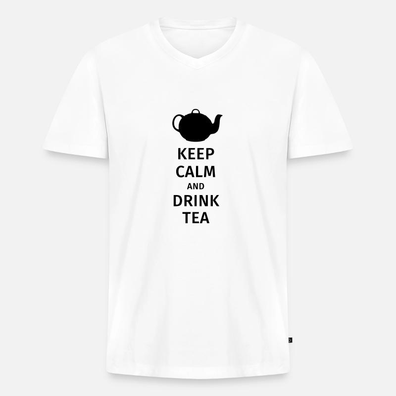 keep calm and drink tea - Männer Premium Bio T-Shirt mit V-Ausschnitt - Weiß
