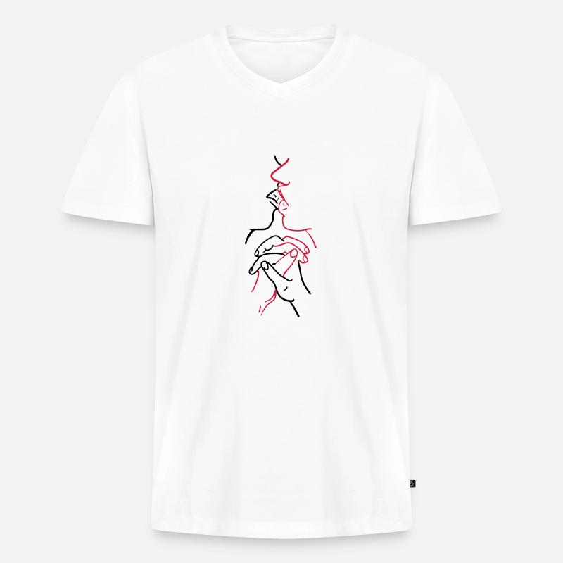 Innige Liebe - Männer Premium Bio T-Shirt mit V-Ausschnitt - Weiß