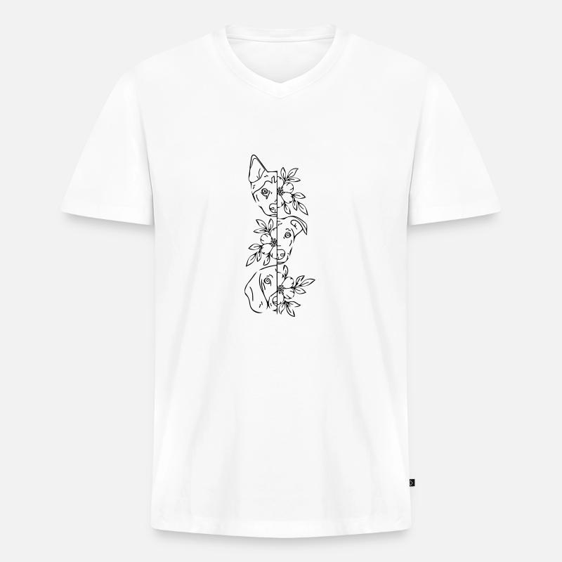 3 Hundeblumen - Männer Premium Bio T-Shirt mit V-Ausschnitt - Weiß