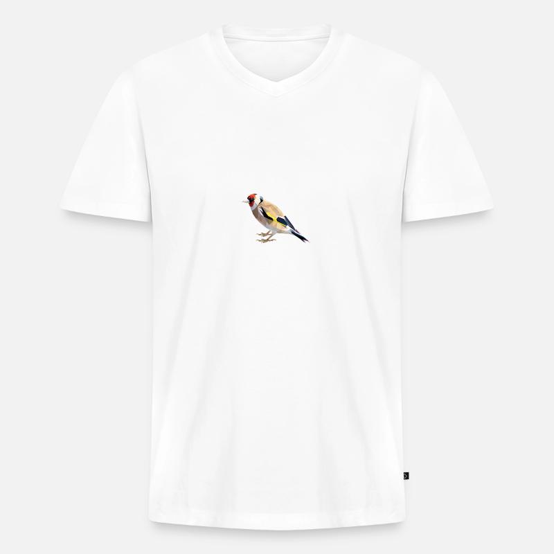 Distelfink - Männer Premium Bio T-Shirt mit V-Ausschnitt - Weiß