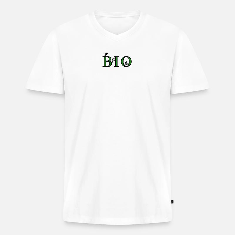 Bio LOGO - Männer Premium Bio T-Shirt mit V-Ausschnitt - Weiß