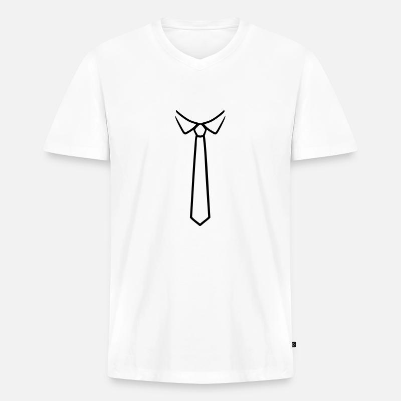 Cravatta - Maglietta ecologica premium da uomo con scollo a V - bianco