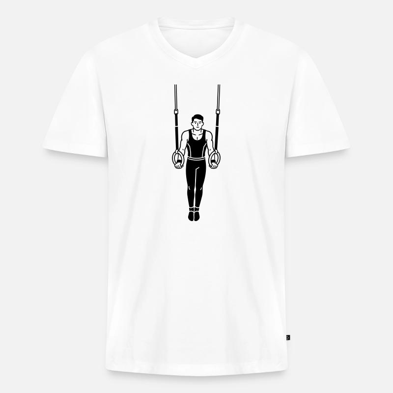 Turnringe - Männer Premium Bio T-Shirt mit V-Ausschnitt - Weiß