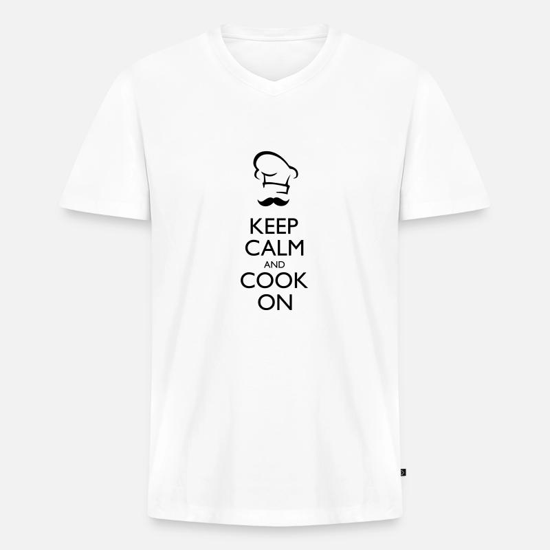 Chefkoch - Männer Premium Bio T-Shirt mit V-Ausschnitt - Weiß