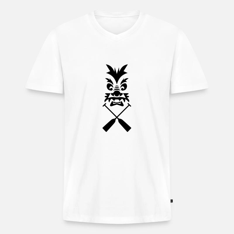 Drachenboot Drache Paddel 1c - Männer Premium Bio T-Shirt mit V-Ausschnitt - Weiß