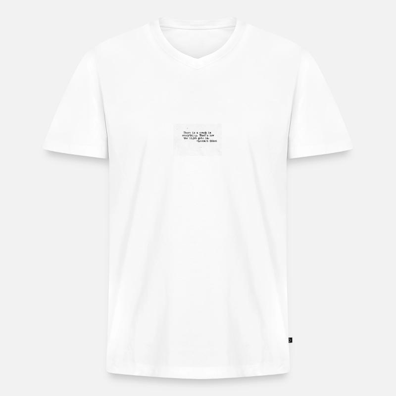 Zitatdesign - Leonard Cohen - Männer Premium Bio T-Shirt mit V-Ausschnitt - Weiß