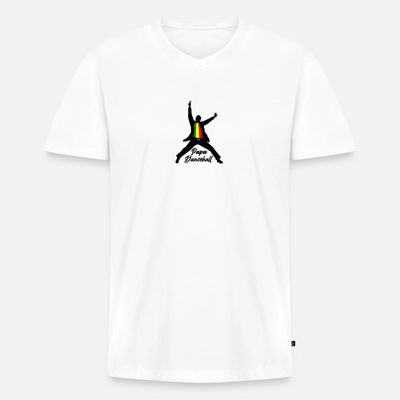 Vater Tanzer reggae-ragga, Dancehall - Männer Premium Bio T-Shirt mit V-Ausschnitt - Weiß