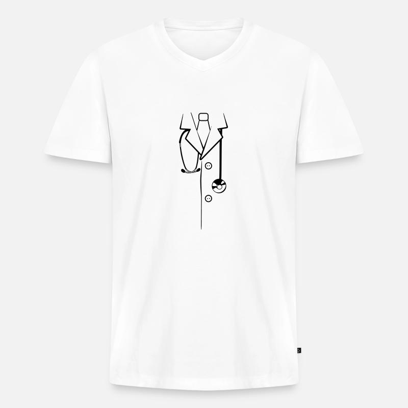 Arztkittel - Männer Premium Bio T-Shirt mit V-Ausschnitt - Weiß