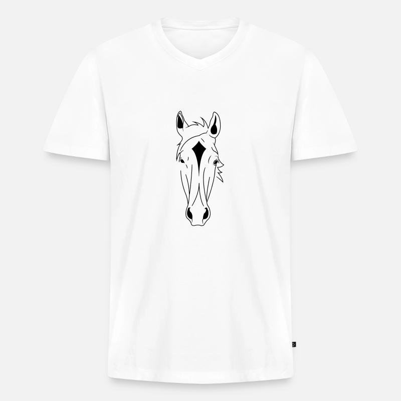 Pferdekopf - Männer Premium Bio T-Shirt mit V-Ausschnitt - Weiß