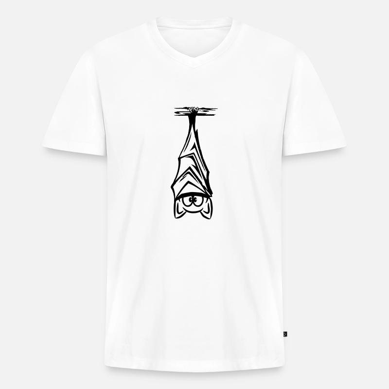 Fledermaus hängend - Männer Premium Bio T-Shirt mit V-Ausschnitt - Weiß