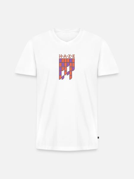 Lettering graphic - Men's Premium Organic T-shirt with V-neck - white