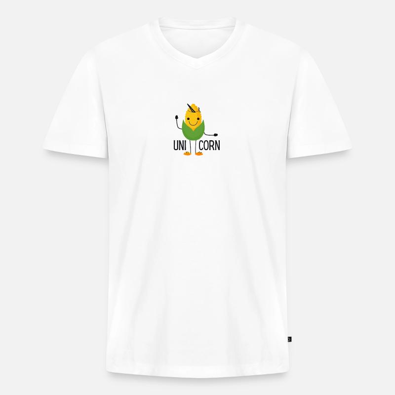 Uni-Corn - Männer Premium Bio T-Shirt mit V-Ausschnitt - Weiß