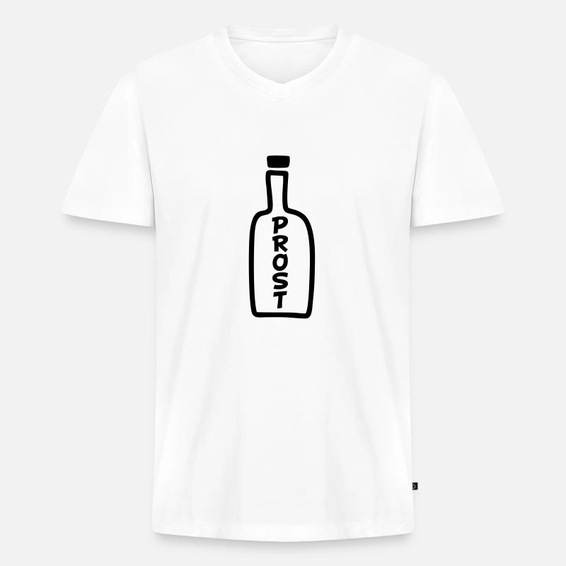 Flasche Prost - Männer Premium Bio T-Shirt mit V-Ausschnitt - Weiß