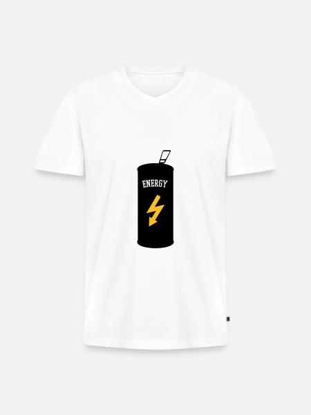 Energy Drink - Männer Premium Bio T-Shirt mit V-Ausschnitt - Weiß