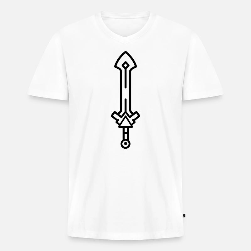 Schwert - Männer Premium Bio T-Shirt mit V-Ausschnitt - Weiß