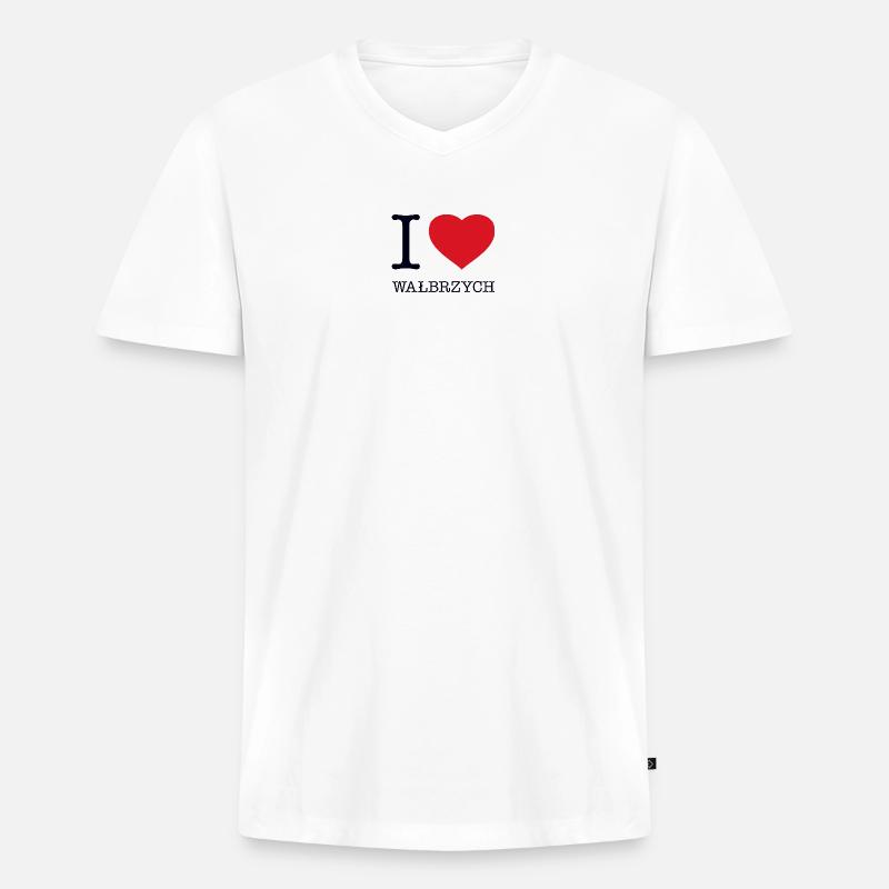 I LOVE WALBRZYCH - Männer Premium Bio T-Shirt mit V-Ausschnitt - Weiß