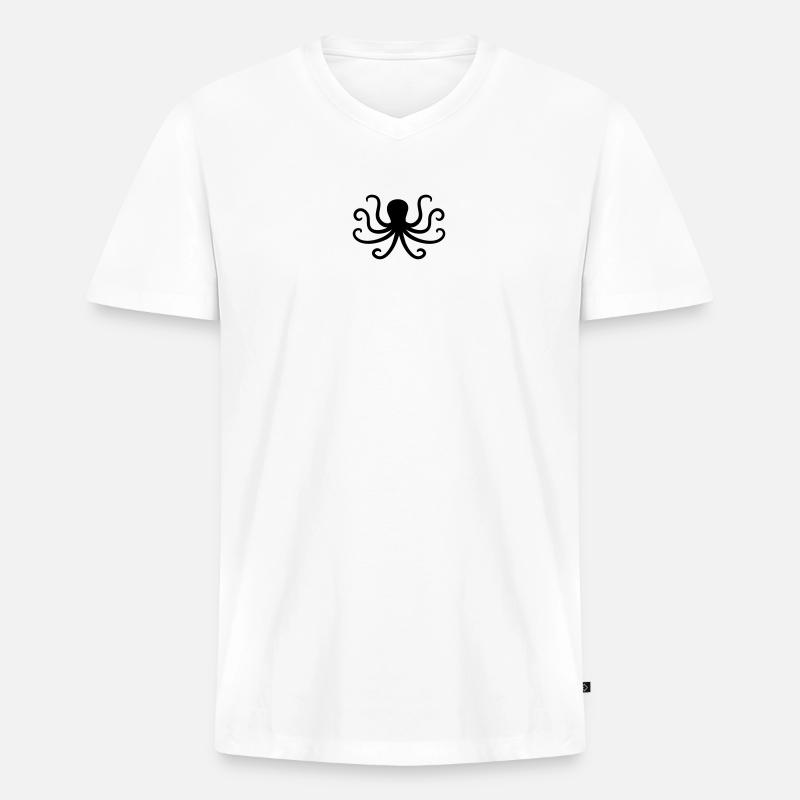 Kraken - Männer Premium Bio T-Shirt mit V-Ausschnitt - Weiß