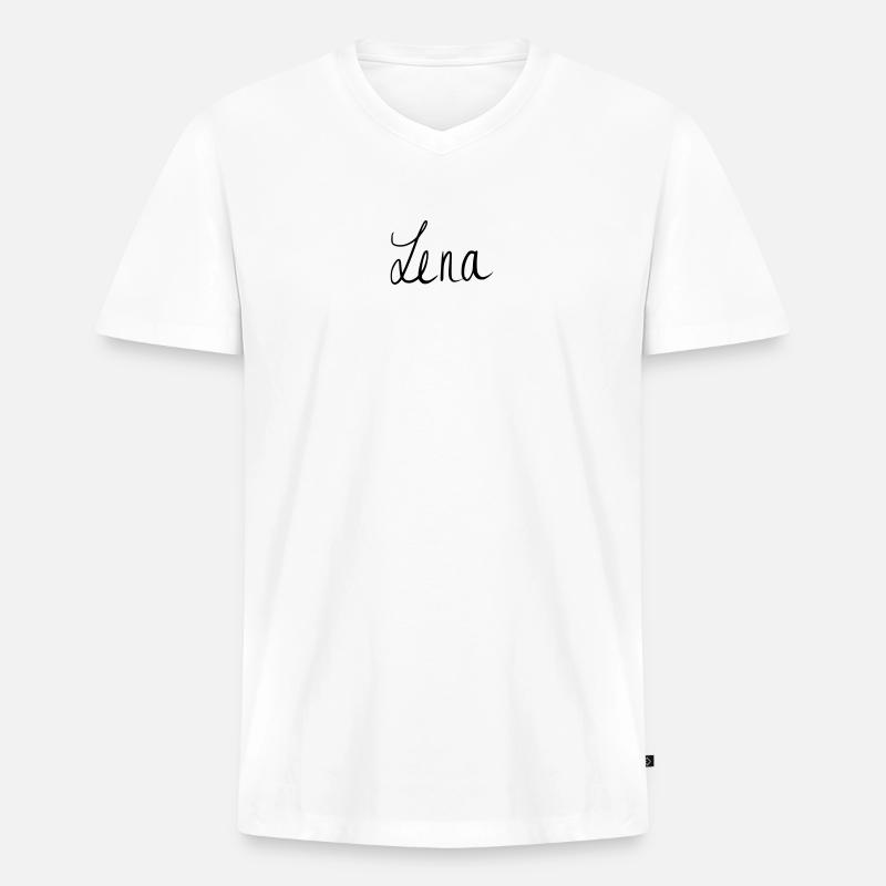 Lena - Männer Premium Bio T-Shirt mit V-Ausschnitt - Weiß