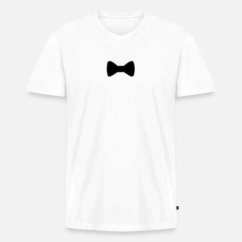 Fliege - Männer Premium Bio T-Shirt mit V-Ausschnitt - Weiß
