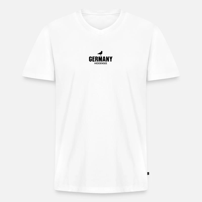 Hiddensee GERMANY - Männer Premium Bio T-Shirt mit V-Ausschnitt - Weiß