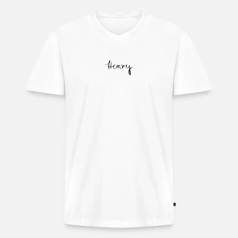 Henry - Männer Premium Bio T-Shirt mit V-Ausschnitt - Weiß
