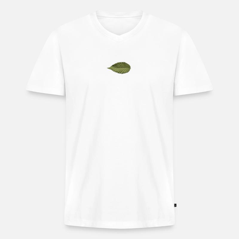 Blattstruktur Olivgrün Muster - Männer Premium Bio T-Shirt mit V-Ausschnitt - Weiß
