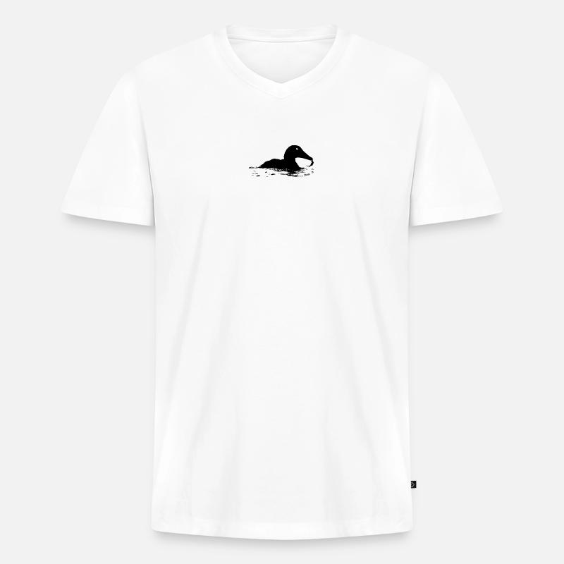HGWild - Eiderente mit Krabbe - Männer Premium Bio T-Shirt mit V-Ausschnitt - Weiß