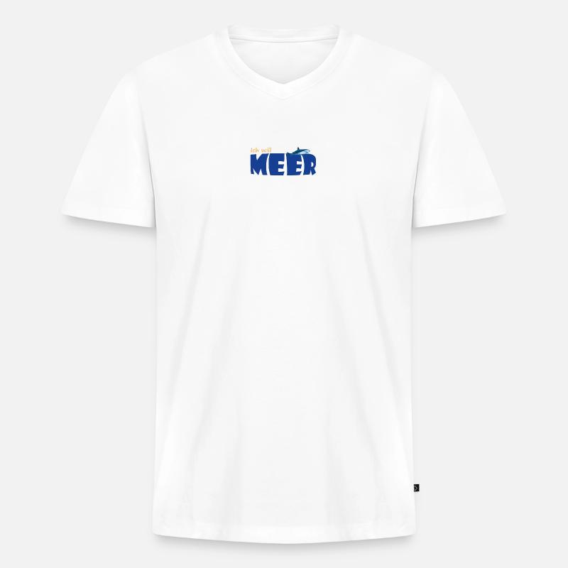 ICH WILL MEER - Männer Premium Bio T-Shirt mit V-Ausschnitt - Weiß