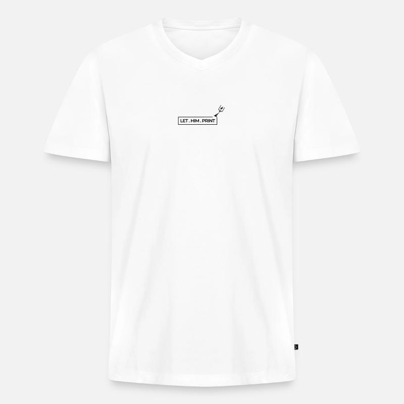 LET . HIM . PRINT - Männer Premium Bio T-Shirt mit V-Ausschnitt - Weiß