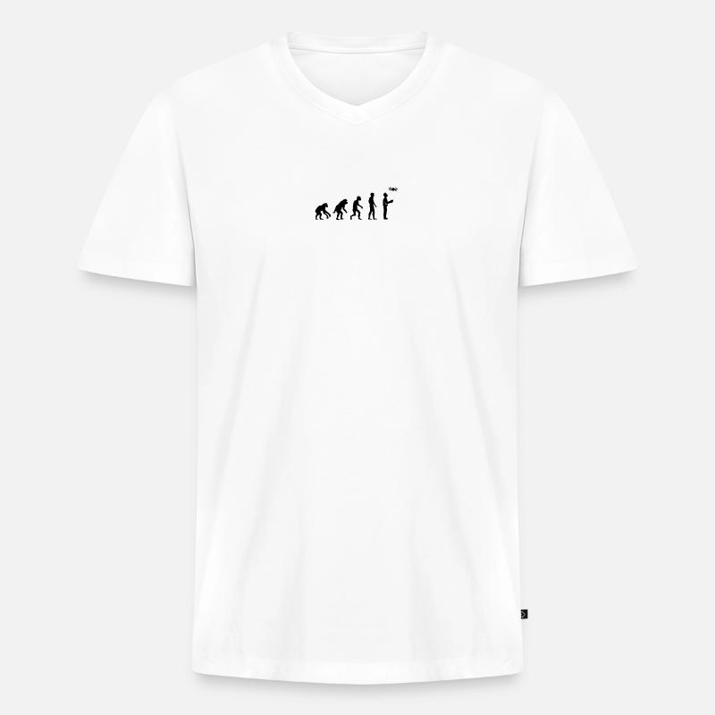 Drohnen Pilot Evolution Entwicklung lustig Design - Männer Premium Bio T-Shirt mit V-Ausschnitt - Weiß