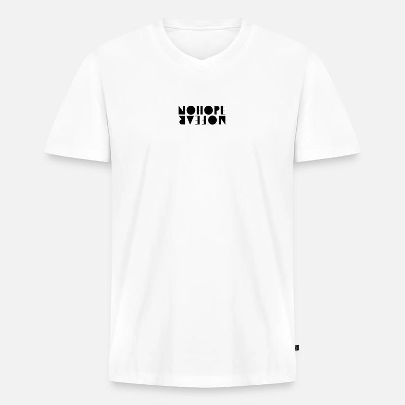 NoHopeNoFear - Männer Premium Bio T-Shirt mit V-Ausschnitt - Weiß
