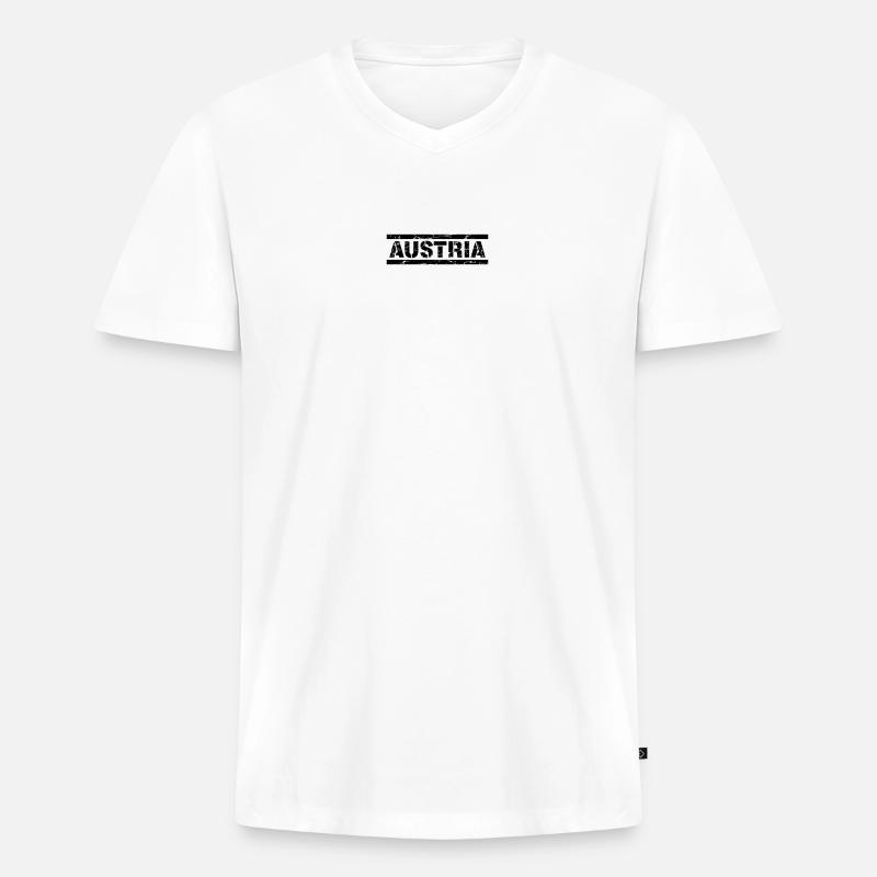 Austria - Männer Premium Bio T-Shirt mit V-Ausschnitt - Weiß