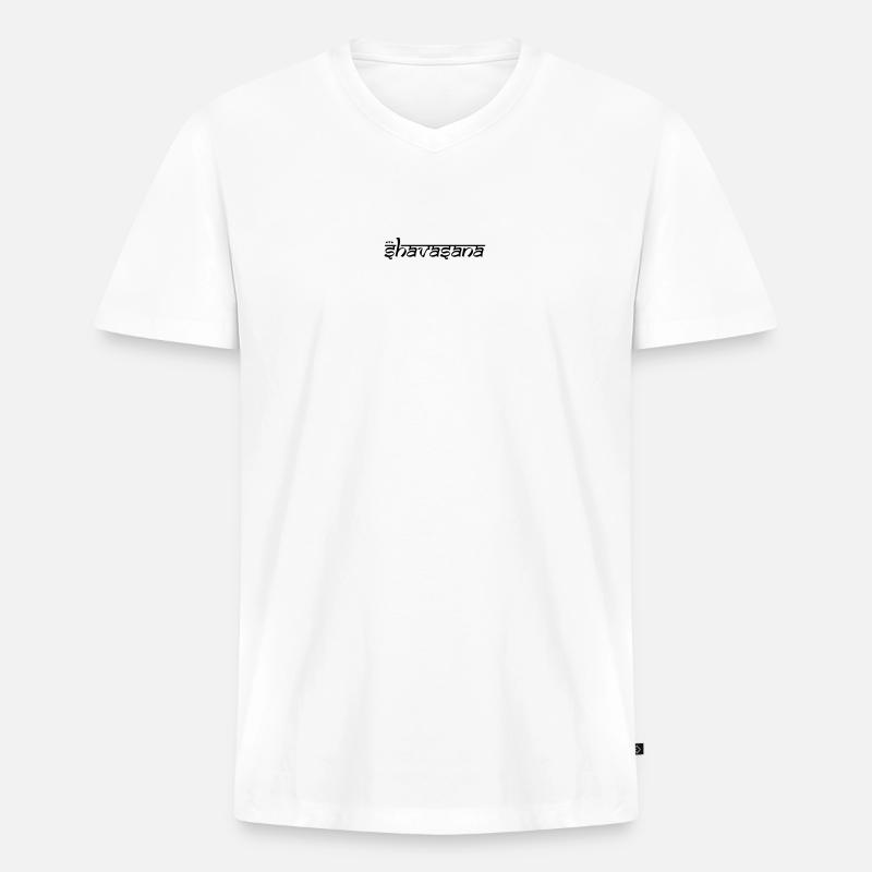 OM SHAVASANA - Männer Premium Bio T-Shirt mit V-Ausschnitt - Weiß