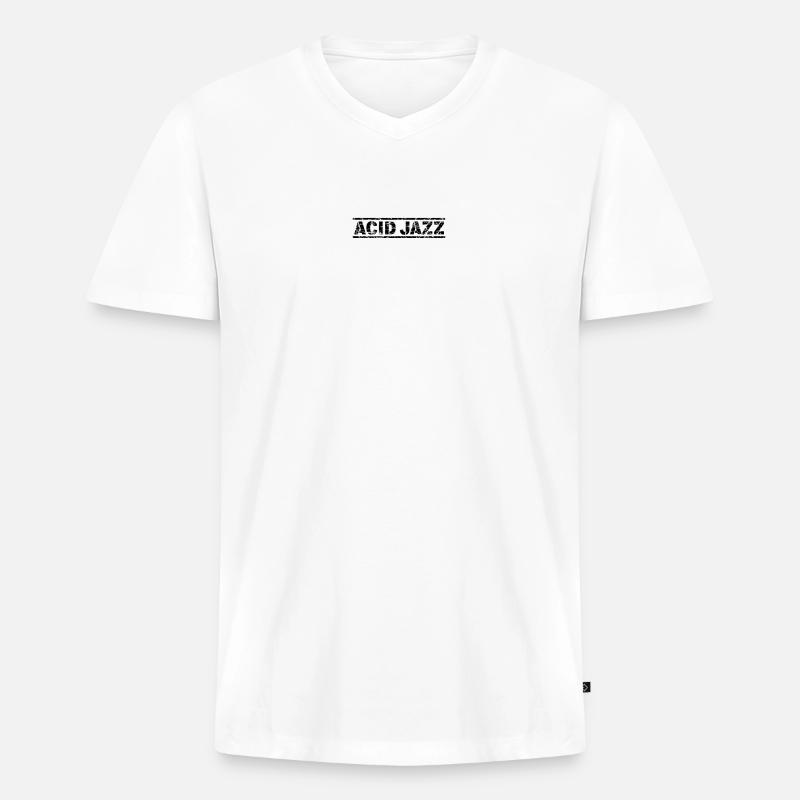 Acid Jazz - Männer Premium Bio T-Shirt mit V-Ausschnitt - Weiß
