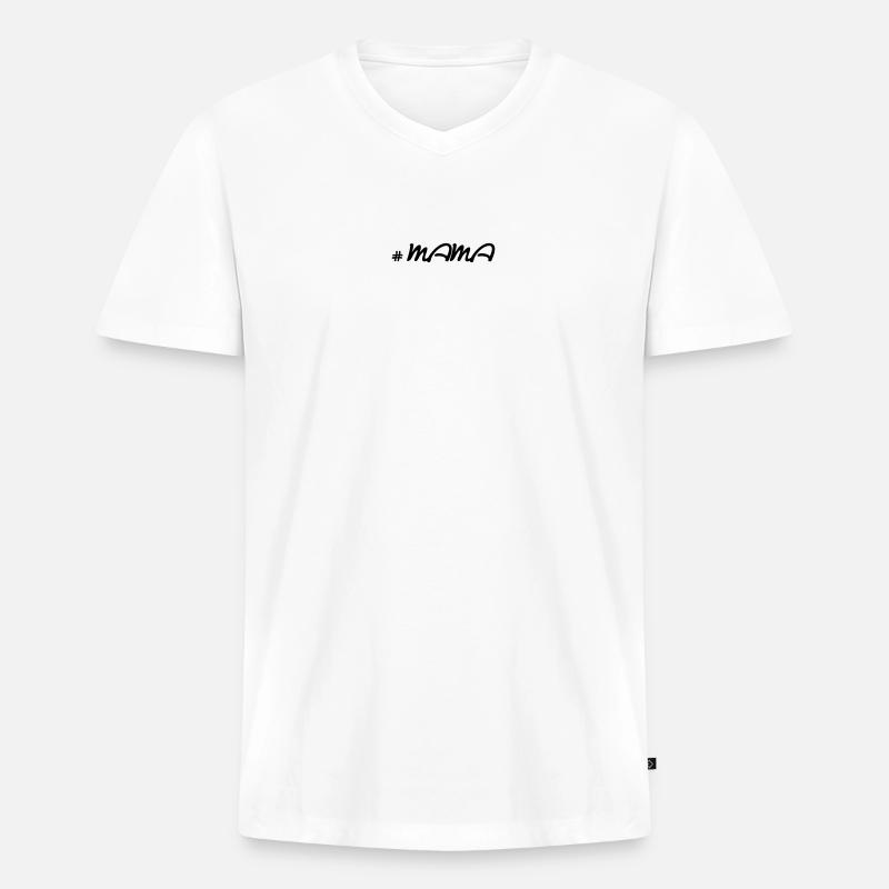 # MAMA Design - Männer Premium Bio T-Shirt mit V-Ausschnitt - Weiß