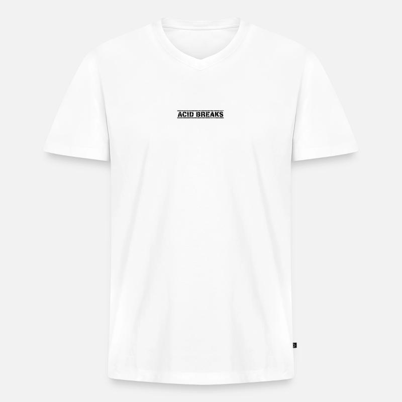 Ruptures acides - T-shirt encolure en V Premium bio Homme - blanc