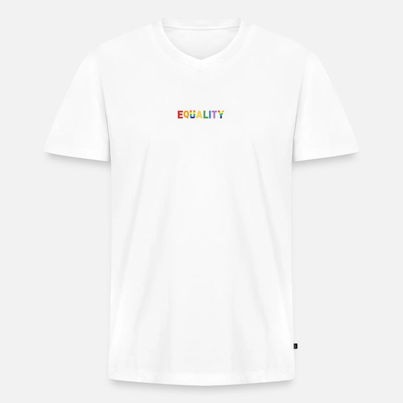 equality - Männer Premium Bio T-Shirt mit V-Ausschnitt - Weiß