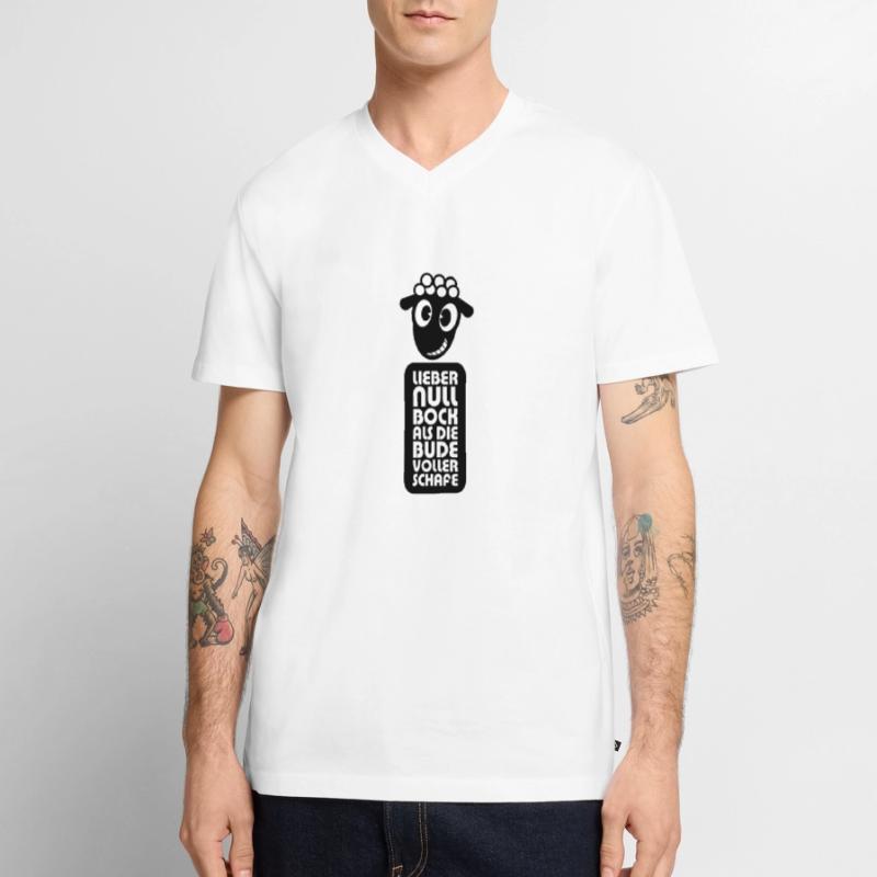 Null Bock Männer Premium Bio T-Shirt mit V-Ausschnitt