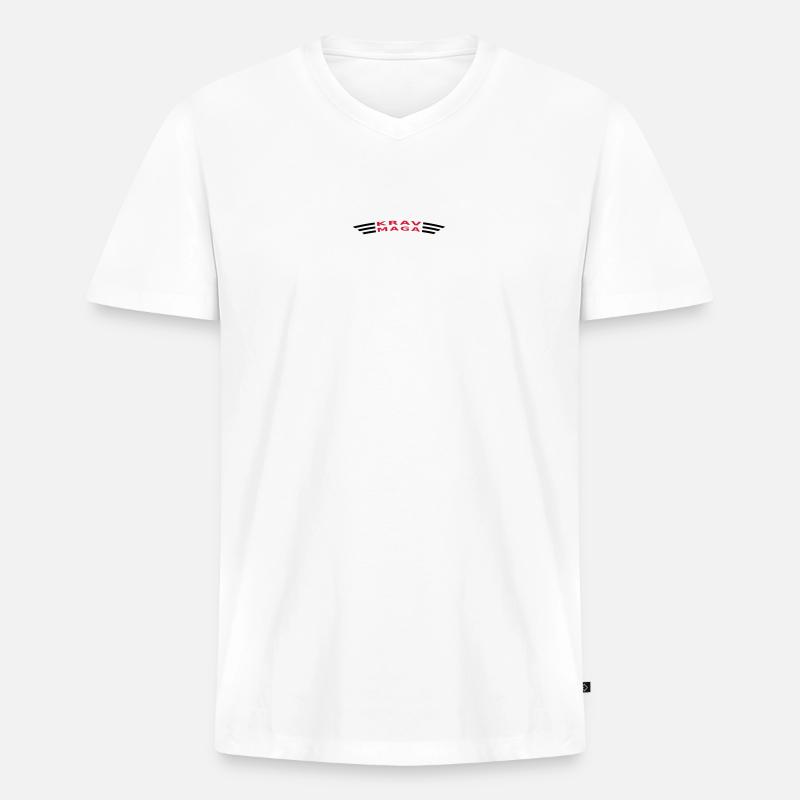 KRAVMAGA curved - Männer Premium Bio T-Shirt mit V-Ausschnitt - Weiß