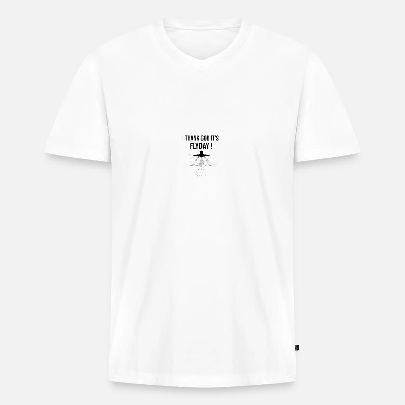 Pilot Flugzeug Luftfahrt Aviation Geschenk - Männer Premium Bio T-Shirt mit V-Ausschnitt - Weiß