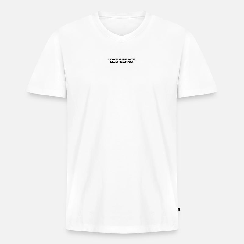 Love Peace and Dubtechno - Männer Premium Bio T-Shirt mit V-Ausschnitt - Weiß