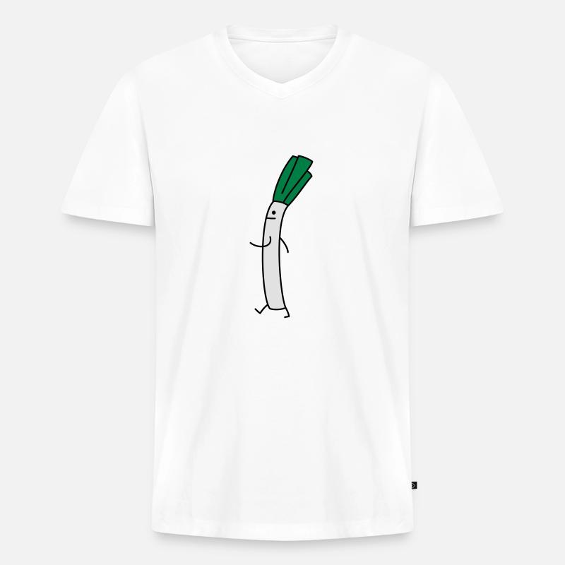 Lustiger Lauch - Männer Premium Bio T-Shirt mit V-Ausschnitt - Weiß