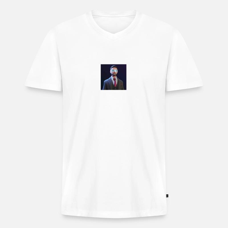 HACKER FOR BITCOIN - Männer Premium Bio T-Shirt mit V-Ausschnitt - Weiß