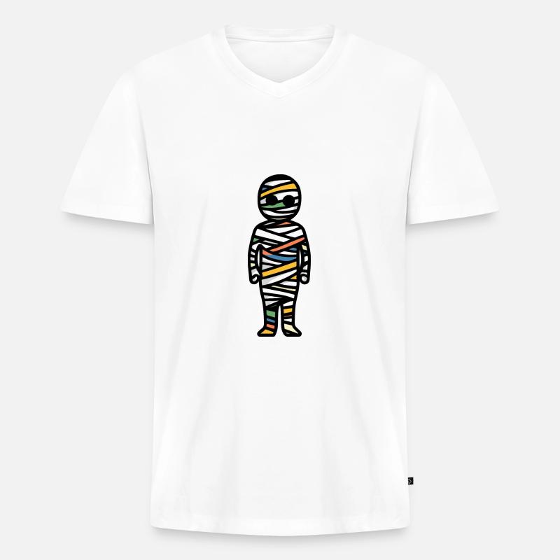 Mumie Halloween Comic - Männer Premium Bio T-Shirt mit V-Ausschnitt - Weiß